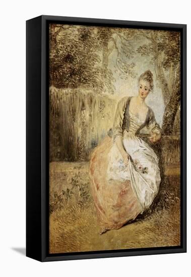 The Anxious Lover-Jean Antoine Watteau-Framed Stretched Canvas