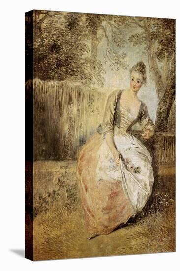 The Anxious Lover-Jean Antoine Watteau-Stretched Canvas