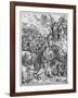 The Apocalypse, the Angel Holding the Keys of the Abyss and a Big Chain, Latin Edition, 1511-Albrecht Dürer-Framed Giclee Print