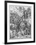 The Apocalypse, the Angel Holding the Keys of the Abyss and a Big Chain, Latin Edition, 1511-Albrecht Dürer-Framed Giclee Print