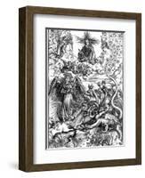 The Apocalyptic Woman or the Woman Clothed with the Sun and the Seven-Headed Dragon-Albrecht Dürer-Framed Giclee Print