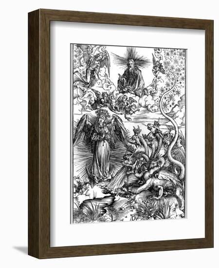 The Apocalyptic Woman or the Woman Clothed with the Sun and the Seven-Headed Dragon-Albrecht Dürer-Framed Giclee Print