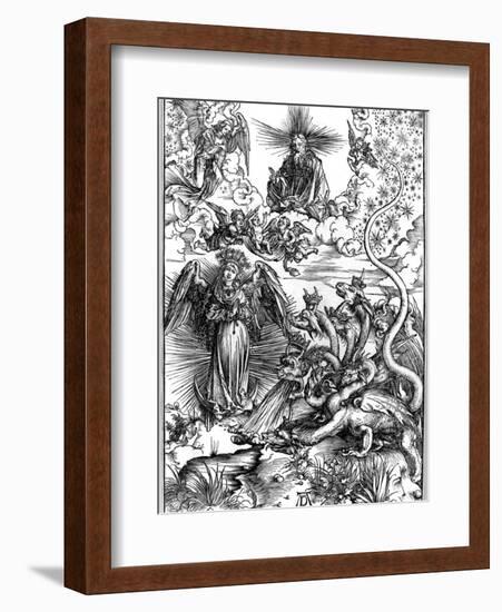 The Apocalyptic Woman or the Woman Clothed with the Sun and the Seven-Headed Dragon-Albrecht Dürer-Framed Giclee Print