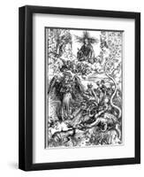 The Apocalyptic Woman or the Woman Clothed with the Sun and the Seven-Headed Dragon-Albrecht Dürer-Framed Giclee Print