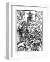 The Apocalyptic Woman or the Woman Clothed with the Sun and the Seven-Headed Dragon-Albrecht Dürer-Framed Giclee Print