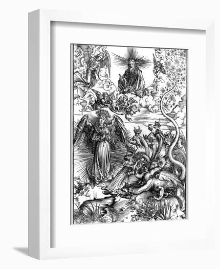 The Apocalyptic Woman or the Woman Clothed with the Sun and the Seven-Headed Dragon-Albrecht Dürer-Framed Giclee Print