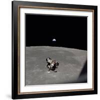 The Apollo 11 Lunar Module Ascending from Moon's Surface, July 20, 1969-null-Framed Photo