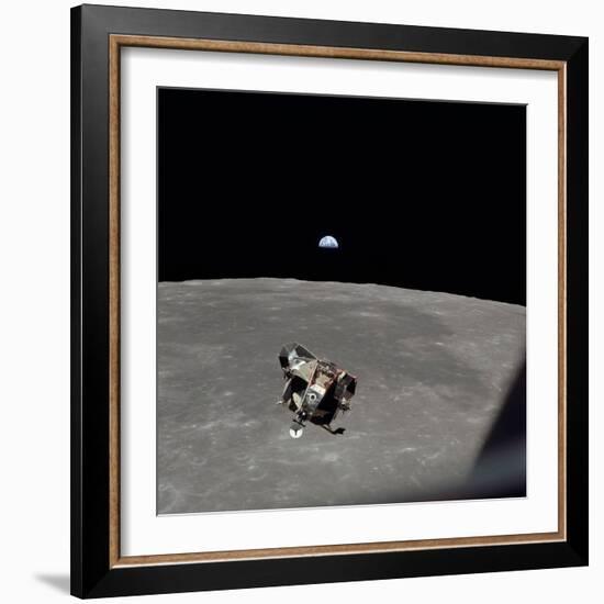 The Apollo 11 Lunar Module Ascending from Moon's Surface, July 20, 1969-null-Framed Photo