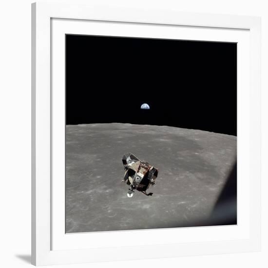 The Apollo 11 Lunar Module Ascending from Moon's Surface, July 20, 1969-null-Framed Photo