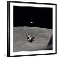 The Apollo 11 Lunar Module Ascending from Moon's Surface, July 20, 1969-null-Framed Photo