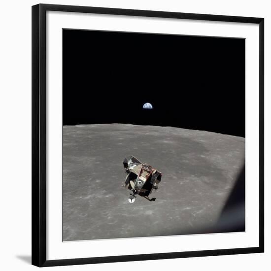 The Apollo 11 Lunar Module Ascending from Moon's Surface, July 20, 1969-null-Framed Photo