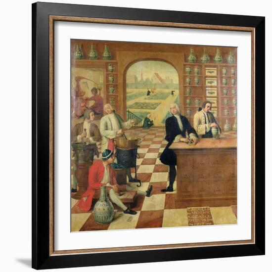 The Apothecary C. Morelot in His Pharmacy, 1751-C. Souville-Framed Giclee Print