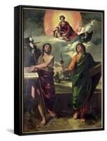 The Apparition of the Virgin to the Saints John the Baptist and St. John the Evangelist-Dosso Dossi-Framed Stretched Canvas