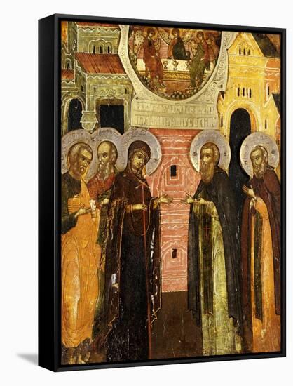 The Appearance of the Holy Mother of God to Saints Sergei and Nikon, 18th Century-null-Framed Stretched Canvas