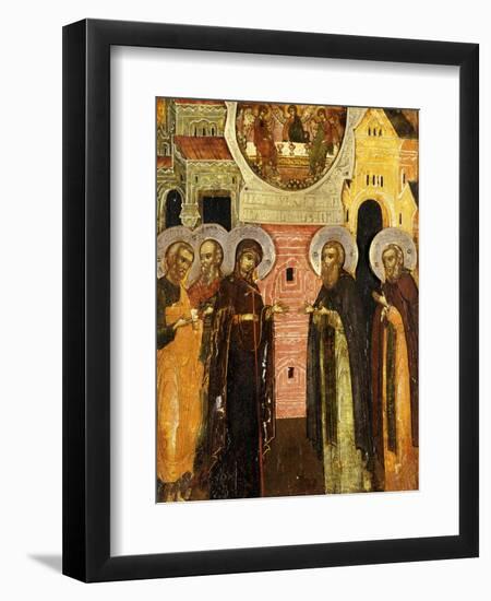 The Appearance of the Holy Mother of God to Saints Sergei and Nikon, 18th Century-null-Framed Giclee Print