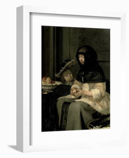 The Apple Peeler, 1660-Gerard ter Borch-Framed Giclee Print