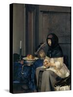 The Apple Peeler-Gerard Ter Borch the Younger-Stretched Canvas