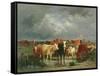 The Approach of a Storm-Emile van Marcke de Lummen-Framed Stretched Canvas