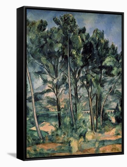 The Aqueduct (Montagne Sainte-Victoire Seen Through Trees)-Paul Cézanne-Framed Stretched Canvas
