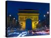 The Arc de Triomphe and the Champs Elysees at Twilight, Paris, France-Jim Zuckerman-Stretched Canvas