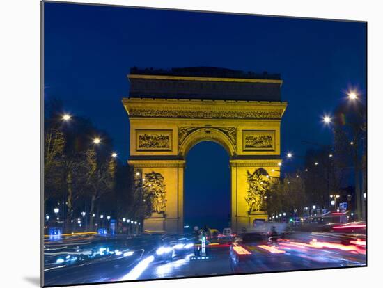 The Arc de Triomphe and the Champs Elysees at Twilight, Paris, France-Jim Zuckerman-Mounted Photographic Print