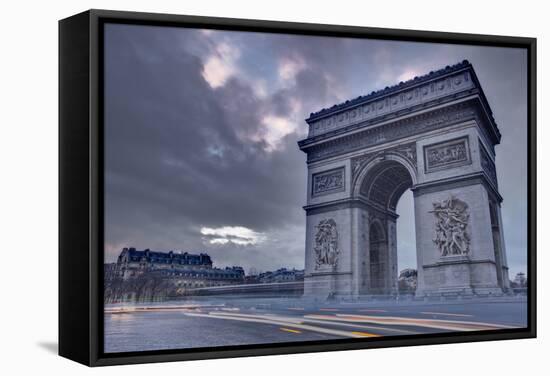 The Arc De Triomphe at Dusk, Paris, France, Europe-Julian Elliott-Framed Stretched Canvas