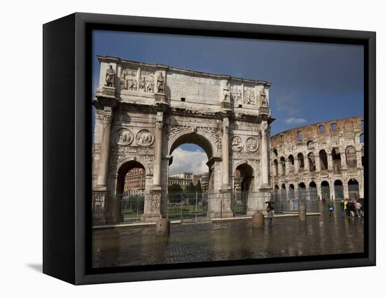 The Arch of Constantine With the Colosseum in the Background, Rome, Lazio, Italy-Carlo Morucchio-Framed Stretched Canvas