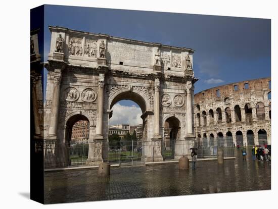 The Arch of Constantine With the Colosseum in the Background, Rome, Lazio, Italy-Carlo Morucchio-Stretched Canvas