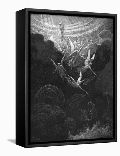 The Archangel Michael and His Angels Fighting the Dragon, 1865-1866-Gustave Doré-Framed Stretched Canvas