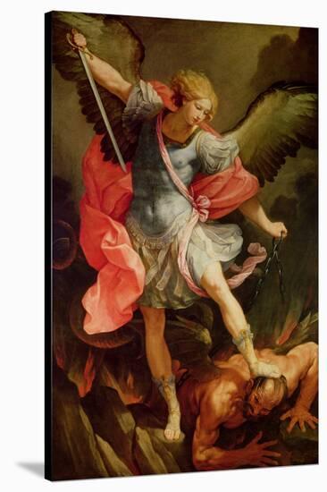 The Archangel Michael Defeating Satan-Guido Reni-Stretched Canvas
