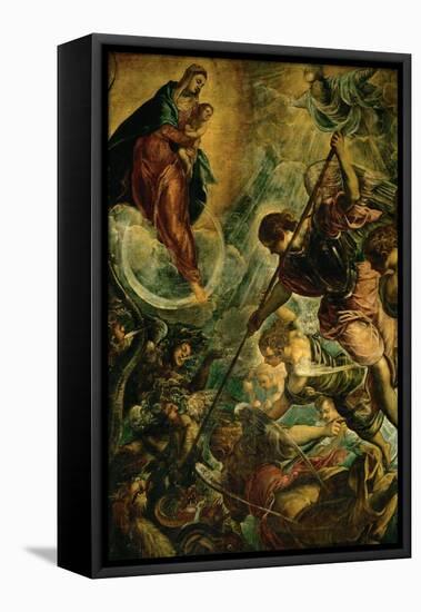 The Archangel Michael Fights Satan, (Revelation 12, 1-9)-Jacopo Robusti Tintoretto-Framed Stretched Canvas