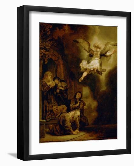 The Archangel Rapael Leaves the Family of Tobit, 1637-Rembrandt van Rijn-Framed Giclee Print