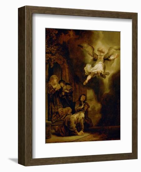 The Archangel Rapael Leaves the Family of Tobit, 1637-Rembrandt van Rijn-Framed Giclee Print