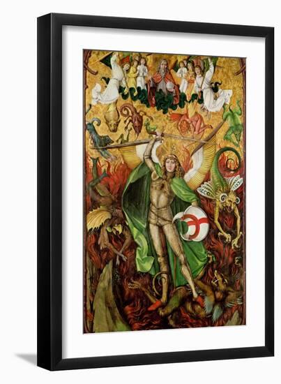 The Archangel Saint Michael in Combat with Lucifer, C.1490-1505 (Oil on Wood)-Hans the Elder Leu-Framed Giclee Print