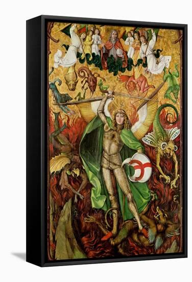 The Archangel Saint Michael in Combat with Lucifer, C.1490-1505 (Oil on Wood)-Hans the Elder Leu-Framed Stretched Canvas