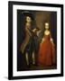 The Archbold Children: a Group Portrait of a Little Boy, Full Length Wearing a Beige Coat, Dark…-Philippe Mercier-Framed Giclee Print