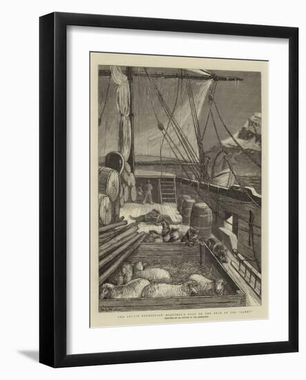 The Arctic Expedition, Esquimaux Dogs on the Deck of the Alert-Samuel Edmund Waller-Framed Giclee Print