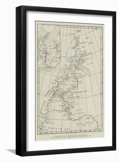 The Arctic Expedition, Map of the Smith Sound Route to the North Polar Sea-null-Framed Premium Giclee Print