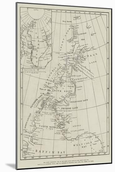 The Arctic Expedition, Map of the Smith Sound Route to the North Polar Sea-null-Mounted Giclee Print