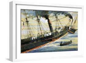 The Arctic, Paddle Steamer, Sinking After a Collision with a French Steamer in 1854-John S. Smith-Framed Giclee Print