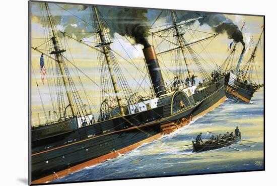 The Arctic, Paddle Steamer, Sinking After a Collision with a French Steamer in 1854-John S. Smith-Mounted Giclee Print