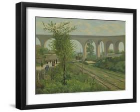 The Arcueil Aqueduct at Sceaux Railroad Crossing, 1874-Jean Baptiste Armand Guillaumin-Framed Giclee Print