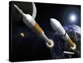 The Ares I Crew Launch Vehicle and the Ares V Cargo Launch Vehicle-Stocktrek Images-Stretched Canvas