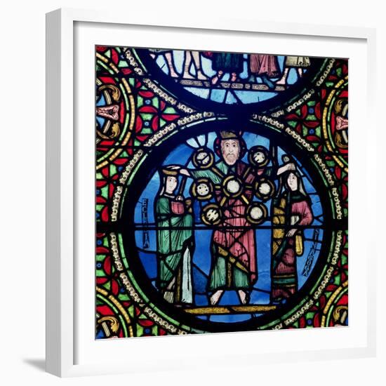 The Ark of the Covenant Window, Detail of God with the Church and the Synagogue, 12th Century-null-Framed Giclee Print