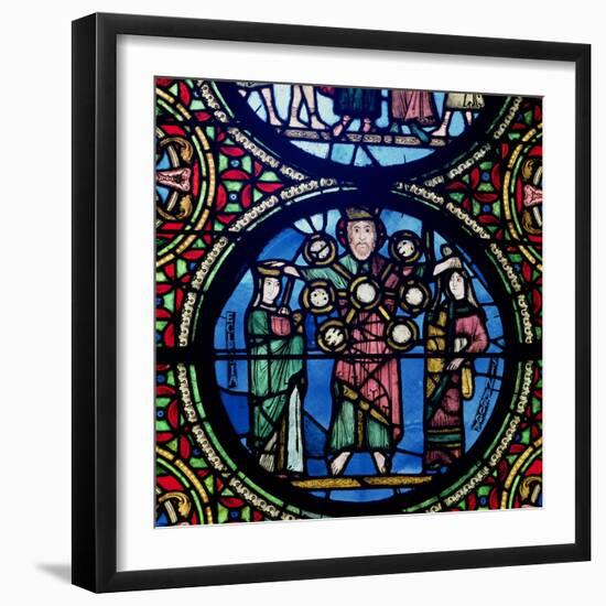 The Ark of the Covenant Window, Detail of God with the Church and the Synagogue, 12th Century-null-Framed Giclee Print