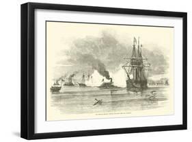 The Arkansas Running Through the Union Fleet Off Vicksburg, July 1862-null-Framed Giclee Print