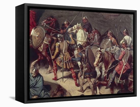 The Armies of Charlemagne, Detail from Charlemagne Crossing the Alps in 773, 1838-Eugene Schopin-Framed Stretched Canvas