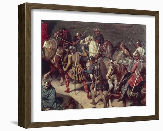 The Armies of Charlemagne, Detail from Charlemagne Crossing the Alps in 773, 1838-Eugene Schopin-Framed Giclee Print