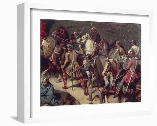 The Armies of Charlemagne, Detail from Charlemagne Crossing the Alps in 773, 1838-Eugene Schopin-Framed Giclee Print