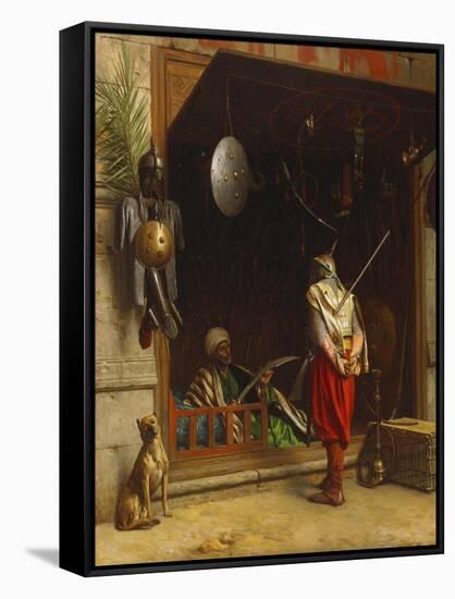 The Arms Market at Cairo; Un Marchand D'Armes Au Caire-Jean Leon Gerome-Framed Stretched Canvas